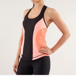 Lululemon Cardio Kick Tank Coral Orange Sz 8 PADS